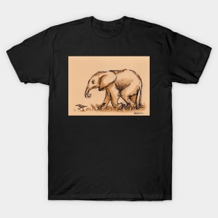 Baby Elephant's Little Buddy: Elephant Watercolor Painting #4 T-Shirt